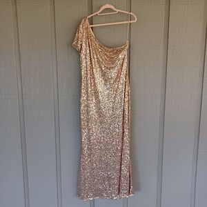 Badgley Mischka Sequin One Shoulder Size 22 Women Mother Of Bride Short Sleeve